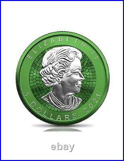 2021 Maple Leaf Mosaic Space Green Edition 1oz Silver Coin