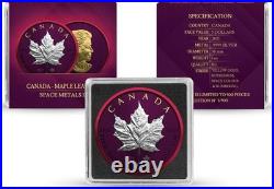 2021 Space Red/Gold Canadian Silver Maple Leaf $5 Coin Space Metals (Rare)