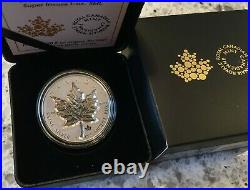 2021 Super Incuse Maple Leaf 1oz Pure. 9999 Silver Coin Canada with Box and COA