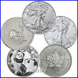 2021 Top 5 Silver Coin Starter Pack GEM BU Eagle Panda Maple Leaf Krugerrand