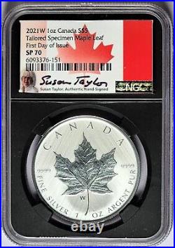 2021-W $5 Canada Burn. Silver Maple Leaf NGC SP70 Tailored Specimen FDOI Taylor