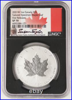 2021 W Canada $5 Tailored Specimen 1 Oz Silver Maple Leaf NGC SP70 First Release