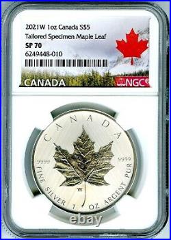 2021 W S$5 Canada 1 Oz Silver Ngc Sp70 Tailored Maple Leaf