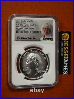 2022 $1 Silver Pulsating Peace Dollar Ngc Pf70 Fdi Uhr Susan Taylor Signed Label