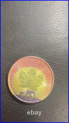 2022 1 oz silver coloured maple leaf elephant sunrise (rare)