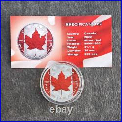 2022 1OZ Silver Canada Maple Leaf Flag Edition NEW ONLY 500pc Etui Certificate