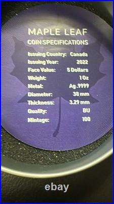 2022 $5 Blue Bat Bejeweled Maple Leaf 1oz Canada 1 oz Silver coin 2022 (RARE)
