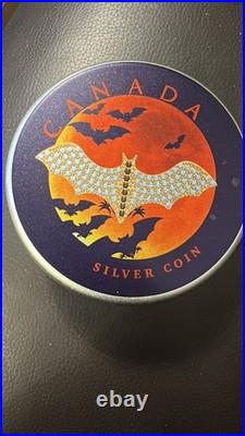 2022 $5 Blue Bat Bejeweled Maple Leaf 1oz Canada 1 oz Silver coin 2022 (RARE)