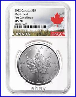 2022 $5 Canadian Silver Maple Leaf 1 oz NGC MS70 FDI Canada Label