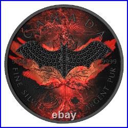 2022 $5 Dark Bat Bejeweled Maple Leaf 1oz Silver Coin