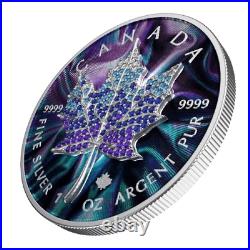 2022 $5 December Seasons 1oz Silver Bejeweled Maple Leaf Coin