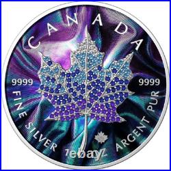 2022 $5 December Seasons 1oz Silver Bejeweled Maple Leaf Coin