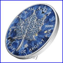 2022 $5 February Seasons 1oz Silver Bejeweled Maple Leaf Coin