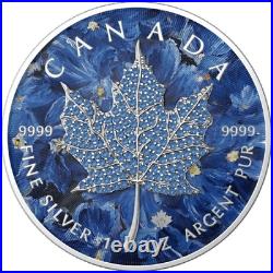 2022 $5 February Seasons 1oz Silver Bejeweled Maple Leaf Coin