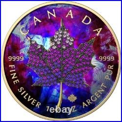 2022 $5 June Seasons 1oz Silver Bejeweled Maple Leaf Coin