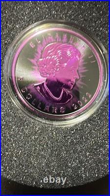 2022 $5 Purplle Bat Bejeweled Maple Leaf 1oz Canada 1 oz Silver coin (RARE)