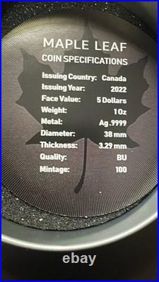 2022 $5 Purplle Bat Bejeweled Maple Leaf 1oz Canada 1 oz Silver coin (RARE)