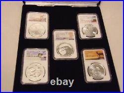 2022 American Silver Eagle, Panda, Maple Leaf, Wedge Tailed Eagle, Kruggerand MS70