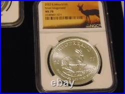 2022 American Silver Eagle, Panda, Maple Leaf, Wedge Tailed Eagle, Kruggerand MS70