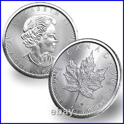 2022 CA Lot of (25) 1 Oz Silver Canadian Maple Leaf Coins Brilliant Uncirculated