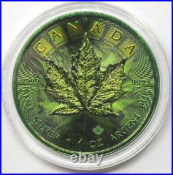 2022 Canada 9999 Silver Maple Leaf $5 Coin Marijuana Cannabis Cyber Color J751