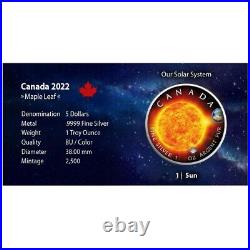 2022 Canada Maple Leaf Our Solar System THE SUN coin 1 oz. 999 silver in capsule