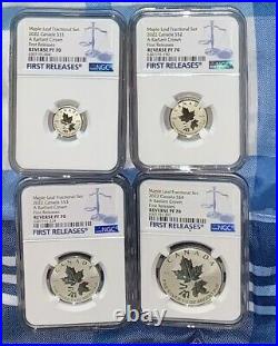 2022 Canada Silver Ngc Pf70 Proof Diamond Radiant Crown Maple Leaf 4-coin Set