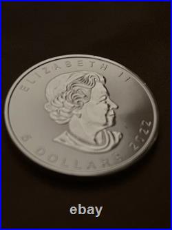 2022 Canadian Maple Leaf 1 oz 9999 Silver Bullion $5 Coin + Capsule