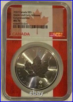 2022 Congratulations Set Silver Maple Leaf MS70 NGC Flag Core