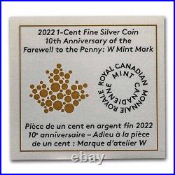 2022 RCM 1 oz Silver 10th Anniv of the Farewell to the Penny W Mint Mark