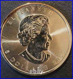 2022 Silver 1 Oz. Canadian Maple Leaf Coin (slightly toned)