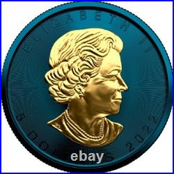 2022 Space Blue/Gold 1 oz Silver Maple Leaf $5 Coin Space Metals 500 Mintage