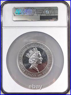 2022 St. Helena UK 5PND 5 Oz Silver QUEEN'S VIRTUE TRUTH NGC MS70 FDOI
