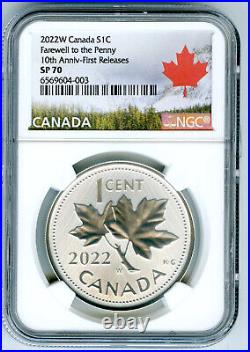 2022 W 1c Canada 1 Oz Silver Ngc Sp70 Farewell To The Penny Maple Leaf Cent Fr