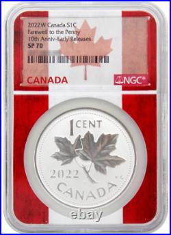 2022 W Canada 1 oz Silver Maple FAREWELL TO THE PENNY 10th Anniv NGC 70 ER S1C