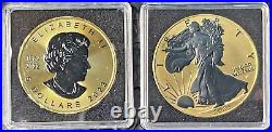 2023 1 Oz Silver American Silver Eagle/Canadian Maple Leaf Gold & Black Platinum