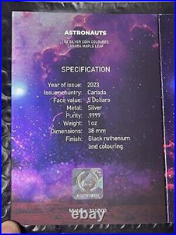 2023 1 oz. 999 Silver ASTRONAUTS Colorized Canada Maple Leaf Coin Box/COA Space