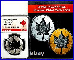 2023 1 oz Canada S$20 Super Incuse Black Rhodium Maple Leaf NGC PF 70 REV PROOF