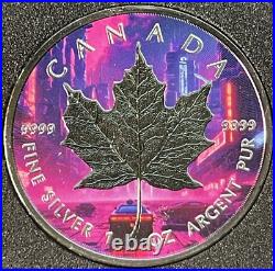 2023 1 oz Silver Cyberpunk Dragon Colorized Canada Maple Leaf Coin Capsule/COA