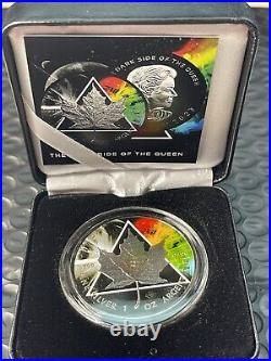 2023 1 oz Silver Dark Side of the Queen Canada Colorized Maple Leaf Coin /250