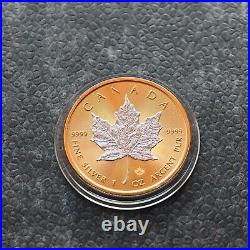 2023 1OZ Silver Silver Maple Leaf 24kt Space Gold Canada Canada NEW ONLY 500 BU