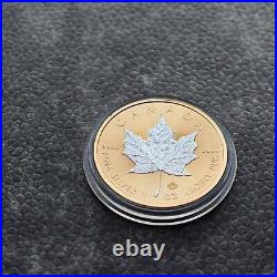 2023 1OZ Silver Silver Maple Leaf 24kt Space Gold Canada Canada NEW ONLY 500 BU