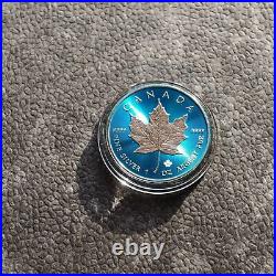 2023 1OZ Silver Silver Maple Leaf Blue Blue Space Canada NEW ONLY 500 BU