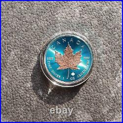 2023 1oz Silver Silver Maple Leaf Blue Blue Space Canada Canada NEW ONLY 500 BU #3