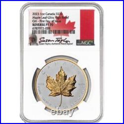 2023 $20 Canada Silver Maple Leaf Ultra High Relief Gilt NGC Reverse PF70 FDOI
