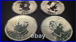2023 & 2024 Canada Silver Maple Leaf 1 oz Coins Lot of 4 BU