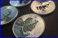 2023 & 2024 Canada Silver Maple Leaf 1 oz Coins Lot of 4 BU