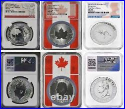 2023 & 24 Britannia, Maple Leaf & Kangaroo Ms70 First Ms Coins With Kciii Effigy