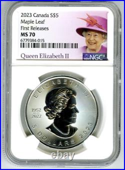 2023 $5 Canada 1 Oz. 9999 Silver Maple Leaf Ngc Ms70 Queen Elizabeth Fr White 2023 $5 Canada 1 Oz. 9999 Silver Maple Leaf Ngc Ms70 Queen Elizabeth Fr White