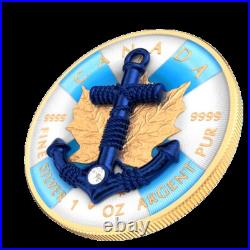 2023 $5 The Anchor 1oz Silver Maple Leaf Gilded Coin